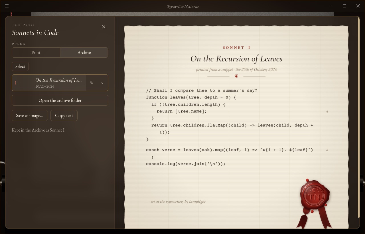The Archive of kept folios
